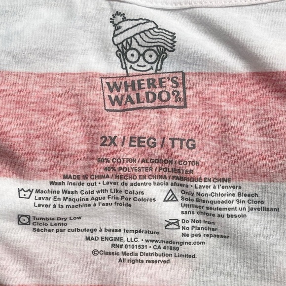 Where’s Waldo Tee Crew Neck T-shirt 2X - Picture 6 of 9